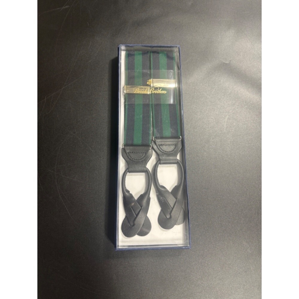 Brooks Brothers NIB Diagonal Stripe Suspenders Green-Navy MSRP $148